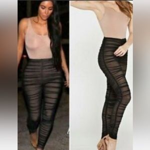 Tiger Mist Ruched Black Leggings Kim Kardashian Inspired
